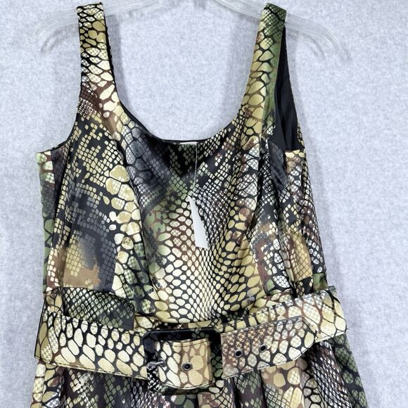 Cato Snake Skin Dress Womens Sz Med Brown Green With Belt Stretch - Picture 3 of 13